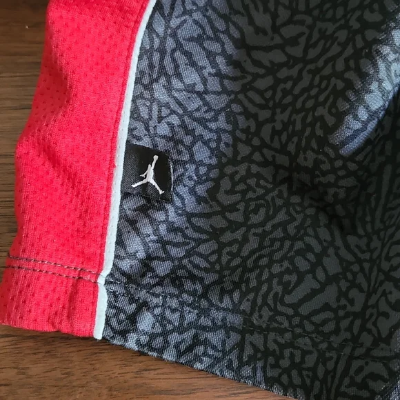 Jordan, Boys Shorts, Sz 12 mos. Black, Red, Jordan Tag by White Piping left - Picture 2 of 5